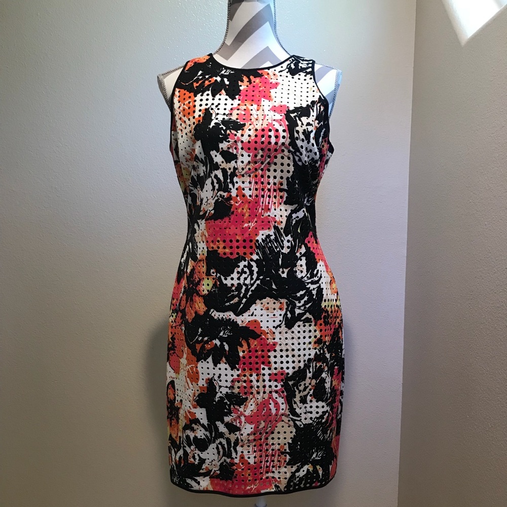 Marc Newyork Floral Dress w/ punch whole cut outs